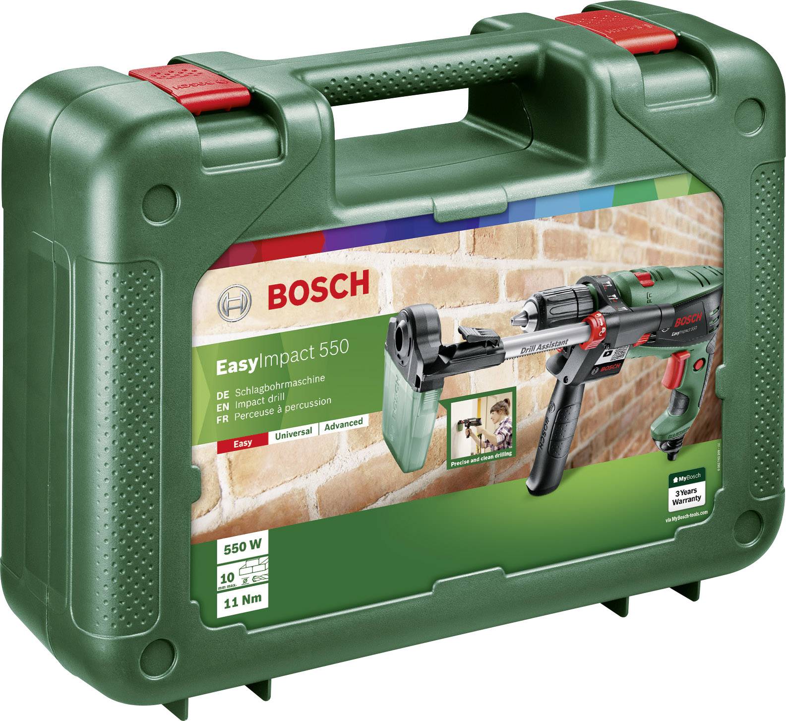Bosch Home and Garden EasyImpact 550 1-Gang-Schlagbohrmaschine 550 W inkl. Bohrassistent, inkl. Koffer