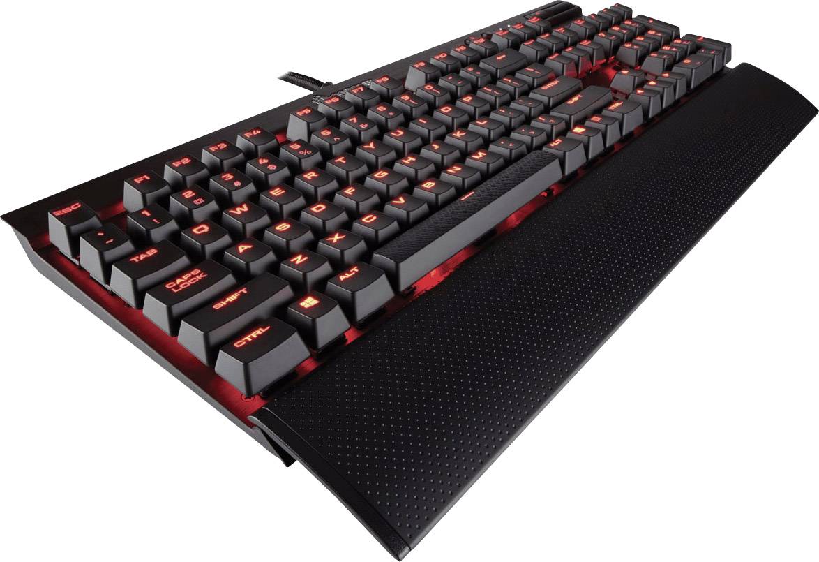 Corsair K70 LUX MX USB Gaming-Tastatur Beleuchtet, Handballenauflage, Switch: Red, USB-Anschluss Deutsch, QWERTZ, Windows® Schwarz