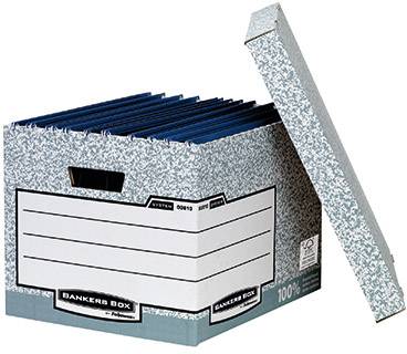 Bankers Box® Archivbox System 33,3 x 28,5 x 39 cm (B x H x T) DIN A4 mit Archivdruck Karton, 100 % recycelt grau/weiß