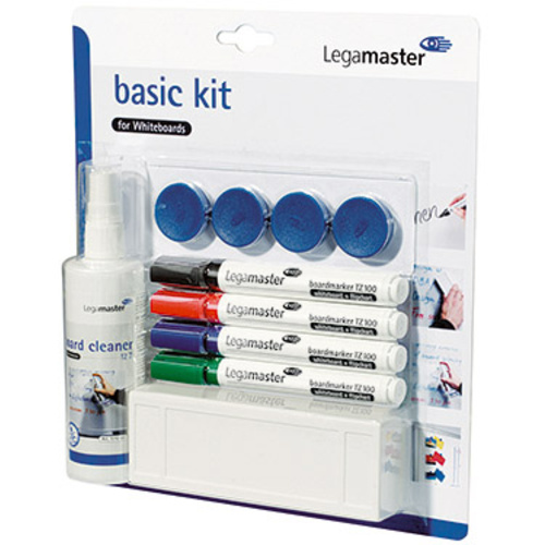 Legamaster basic Kit for Whiteboards 7-125100 Whiteboardmarker Schwarz, Blau, Rot, Grün inkl. Tafellöscher, Reiniger, Magneten