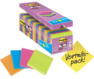 Post-it Haftnotiz 654SE24P 76 mm x 76 mm Neonorange, Neongrün, Ultrapink, Ultrablau 2160 Blatt