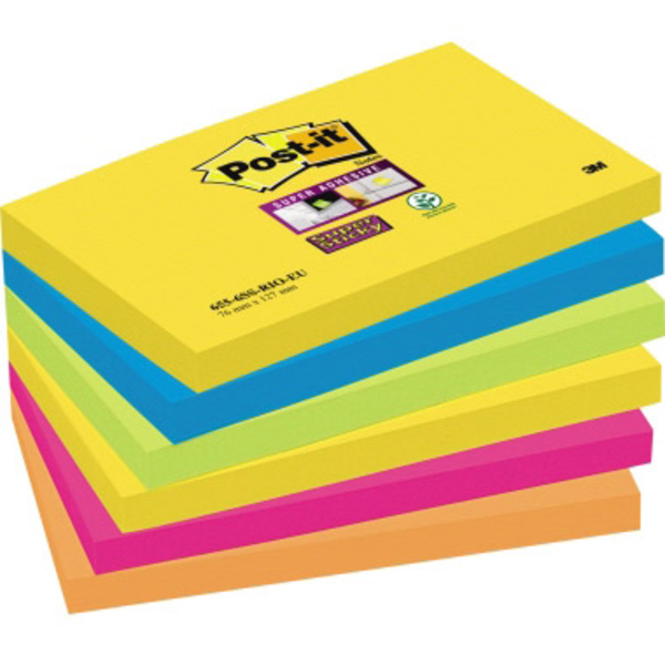 Post-it Sticky note 6556SR 127 mm x 76 mm Neon green, Neon orange, Ultra blue, Ultra yellow, Ultra pink 540 sheet