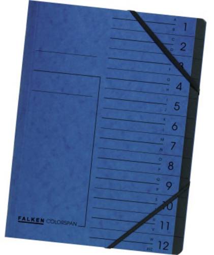 Falken 11288099 Ordnungsmappe Blau DIN A4 Colorspankarton Anzahl der Fächer: 12