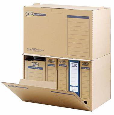 ELBA Archivbox tric system 51 x 33 x 36 cm (B x H x T) DIN A4 mit Archivdruck Wellpappe naturbraun