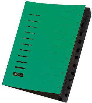 PAGNA Ordnungsmappe DIN A4 280g/m² Pressspankarton grün 12 Fächer