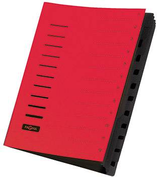 PAGNA 1554276 Ordnungsmappe Rot DIN A4 Pressspankarton Anzahl der Fächer: 12