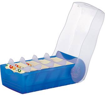 HAN CROCO 998-643 Karteikasten Blau, Transluzent max. Anzahl der Karten: 500 Karten DIN A8 quer inkl. 100 linierten Karten