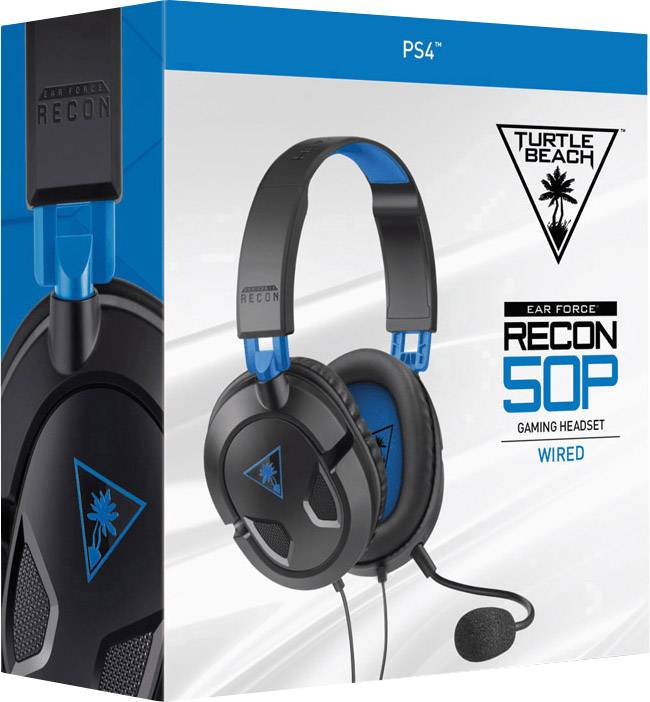 Turtle Beach Ear Force Recon 50P Gaming Over Ear Headset kabelgebunden 7.1 Surround Schwarz Mikrofon-Rauschunterdrückung Lautstärkeregelung, Mikrof