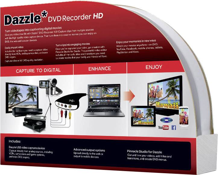 Pinnacle Dazzle DVD Recorder HD Vollversion, 1 Lizenz Windows Videobearbeitung, Recording Software