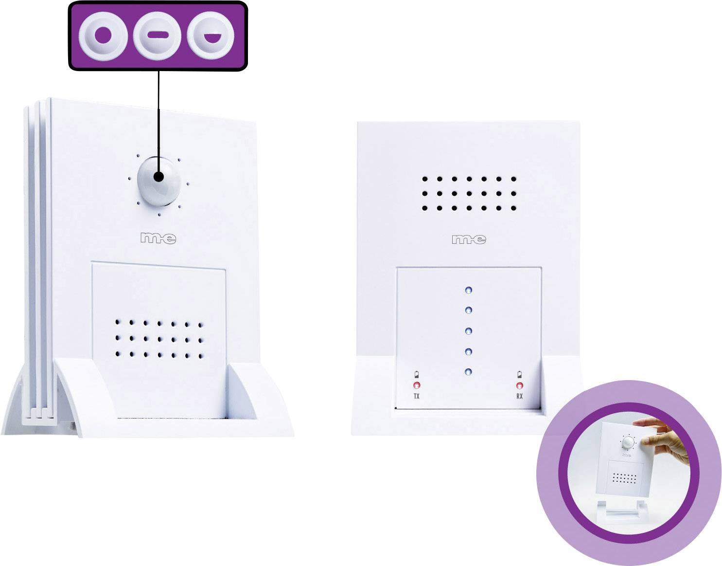 M-e modern-electronics Durchgangsmelder DGF-300 Weiß mit Bewegungsmelder 41058