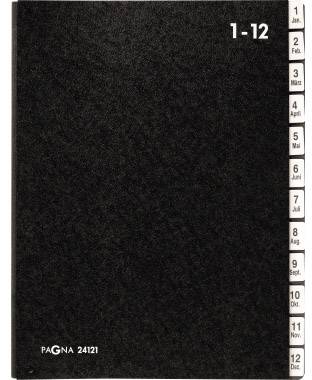 PAGNA Pultordner 24121-04 Hartpappe Schwarz DIN A4 Anzahl der Fächer: 12 1-12, Jan.-Dez.