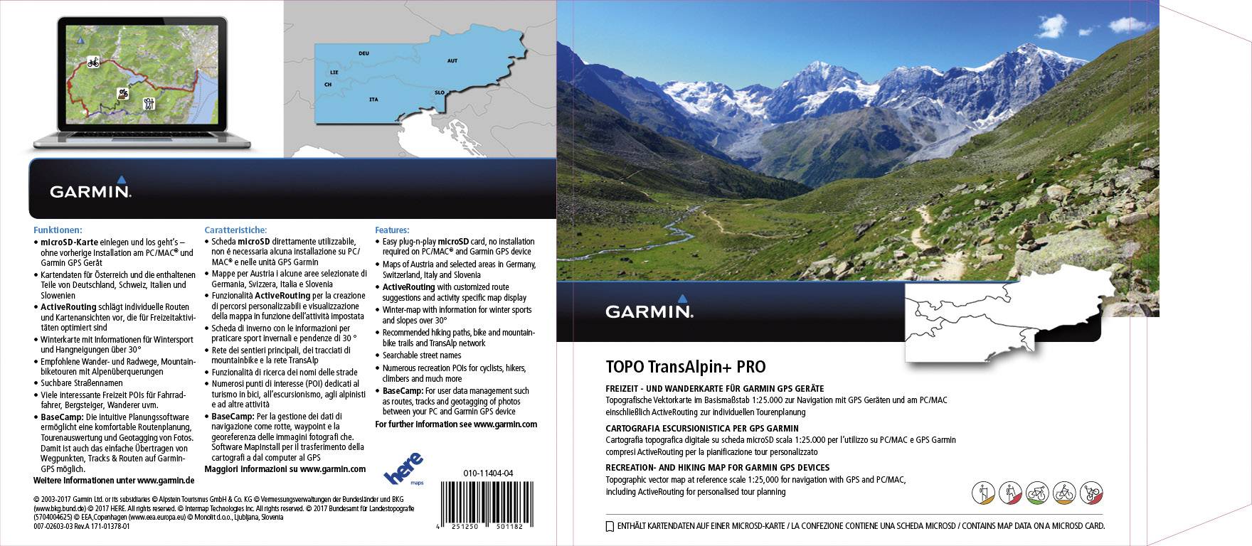 Garmin  Wanderkarte Outdoorkarte Fahrrad, Wandern Österreich, Deutschland inkl. topographische Karten