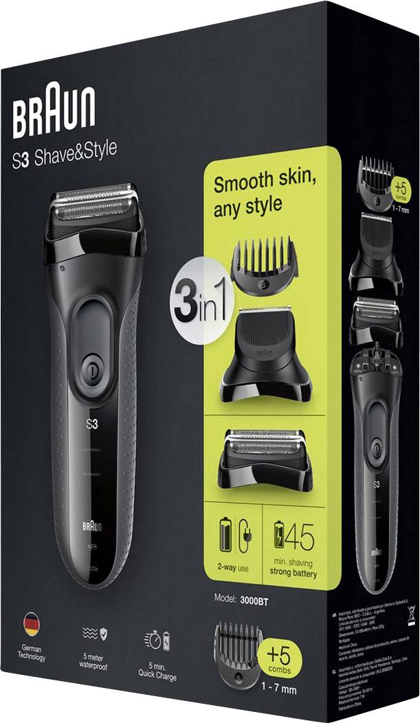 Braun 3000BT Bartschneider, Rasierer Schwarz