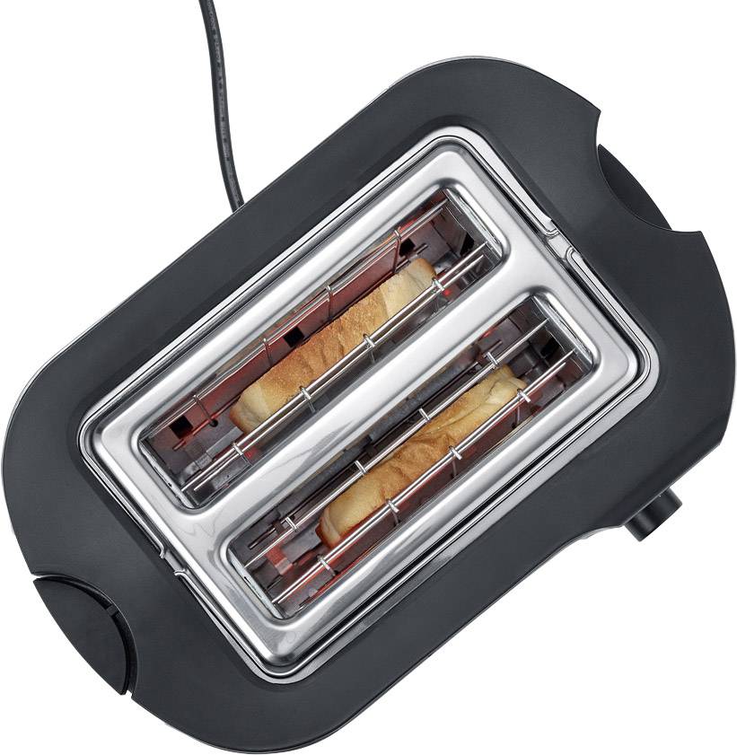 Severin AT 2589 Toaster mit Brötchenaufsatz Edelstahl (gebürstet), Schwarz