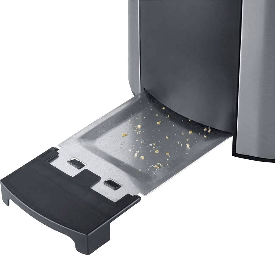 Severin AT 2589 Toaster mit Brötchenaufsatz Edelstahl (gebürstet), Schwarz