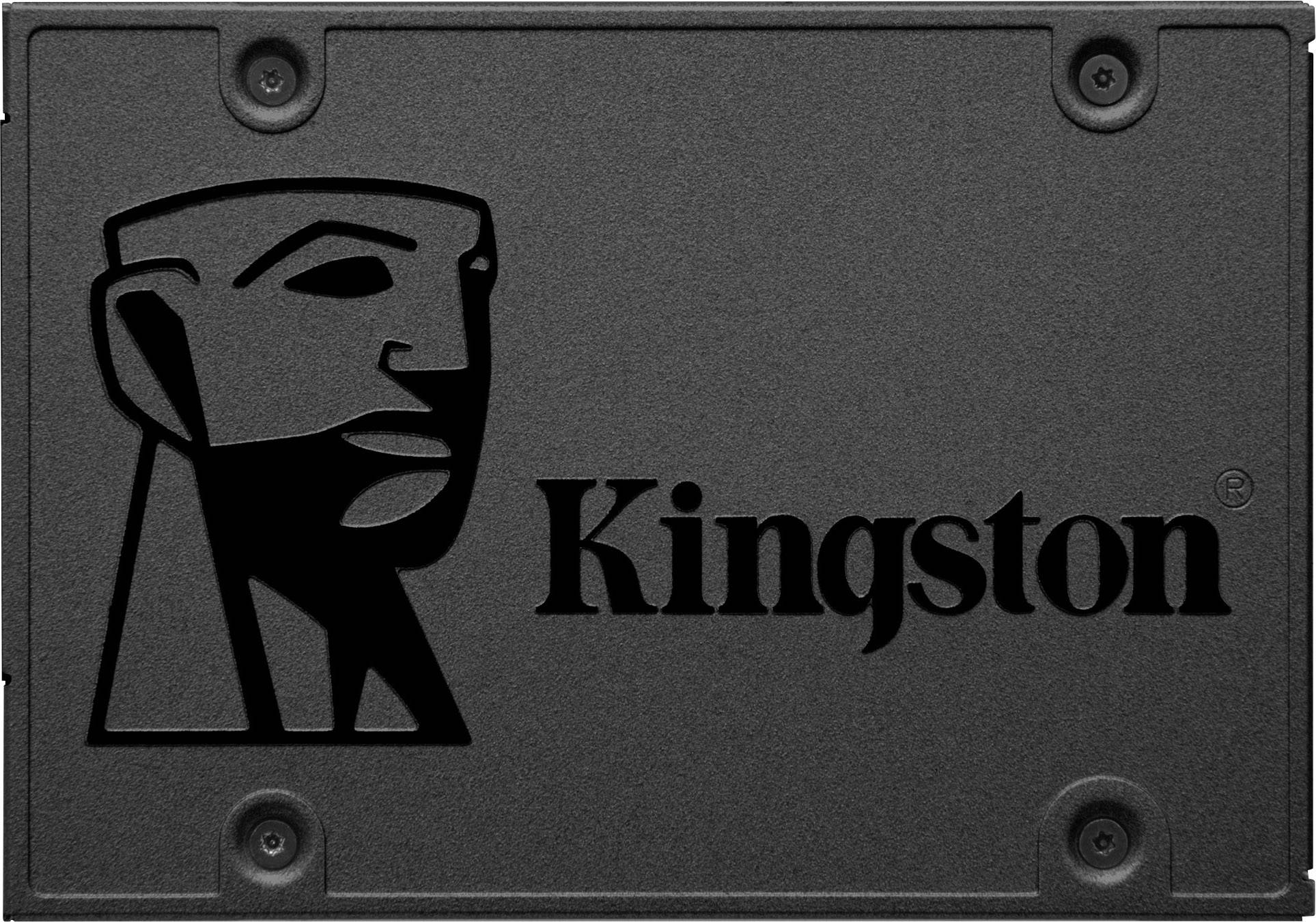 'Kingston' Logo auf einer schwarzen Platte mit stilisiertem Kopf am linken Rand.