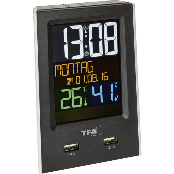 TFA Dostmann 60.2537.01 Radio Alarm clock Black Alarm times 1 Large display