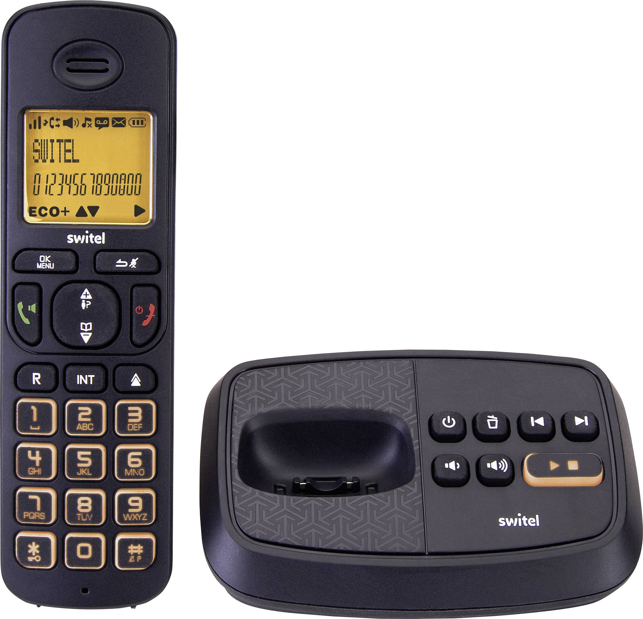 Switel DCT59071 DECT/GAP Schnurloses Telefon analog Anrufbeantworter, Freisprechen Schwarz