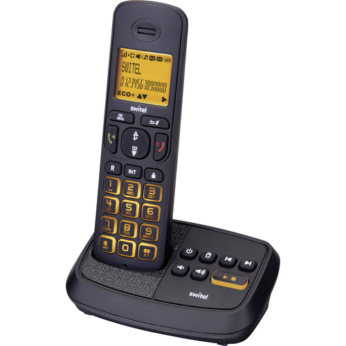 Switel DCT59071 DECT/GAP Schnurloses Telefon analog Anrufbeantworter, Freisprechen Schwarz