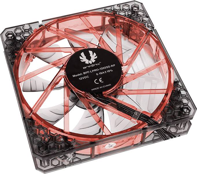 Bitfenix Spectre Pro LED PC-Gehäuse-Lüfter Schwarz, Rot (B x H x T) 120 x 120 x 25mm inkl. LED-Beleuchtung