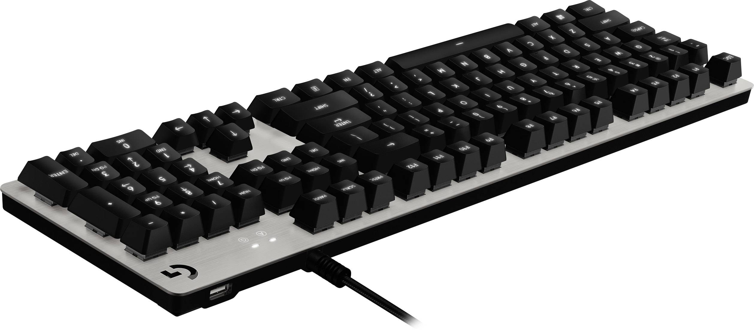 Logitech Gaming G413 USB Gaming-Tastatur Beleuchtet Deutsch, QWERTZ, Windows® Silber, Schwarz