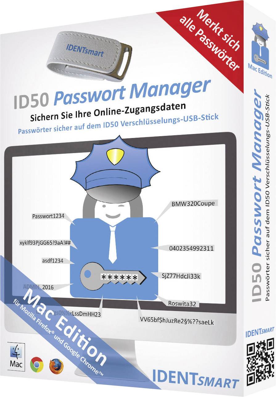 IDENTsmart USB Passwort Manager Stick ID50 Password-Safe Mac-Edition S1103020206