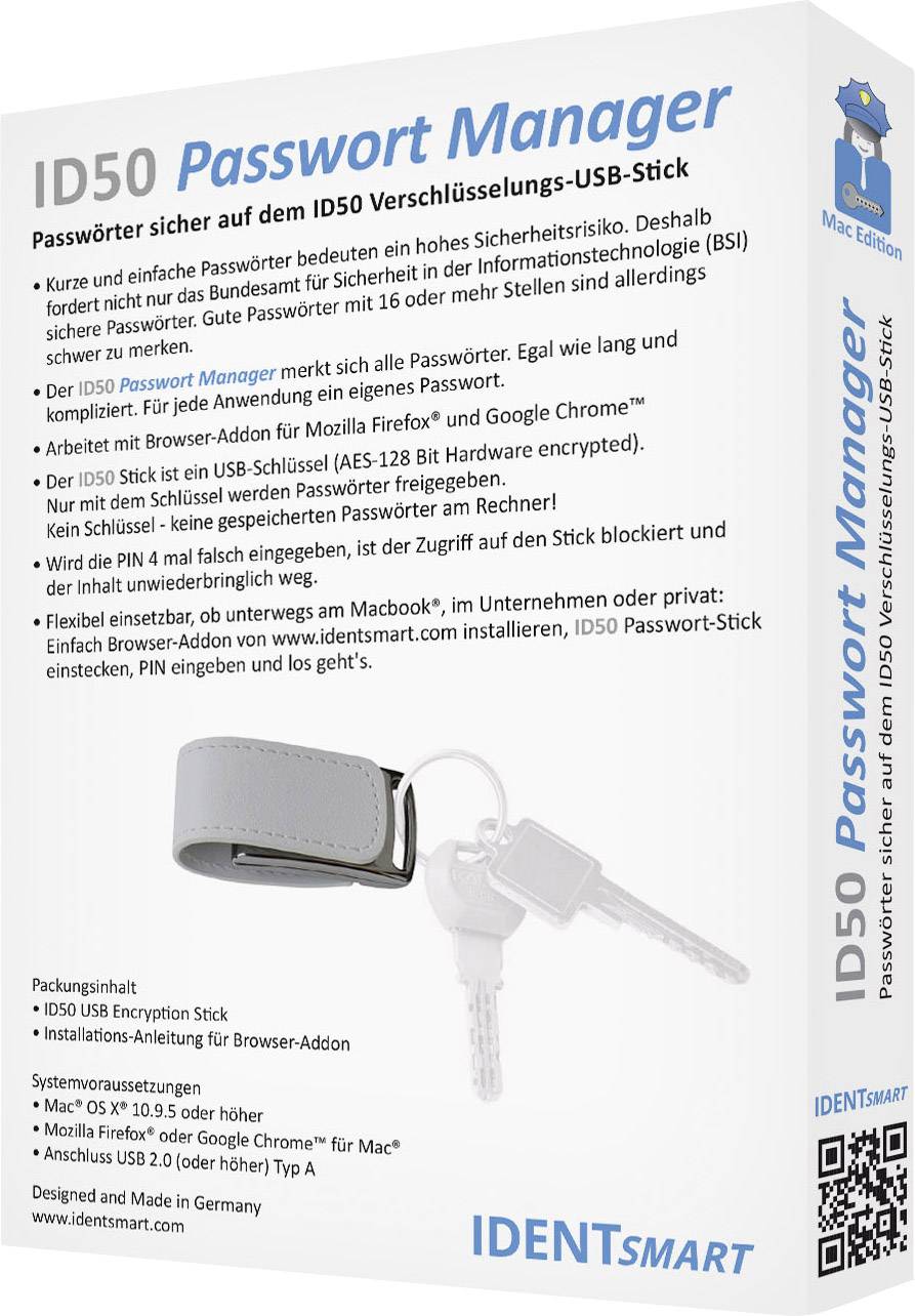 IDENTsmart USB Passwort Manager Stick ID50 Password-Safe Mac-Edition S1103020206