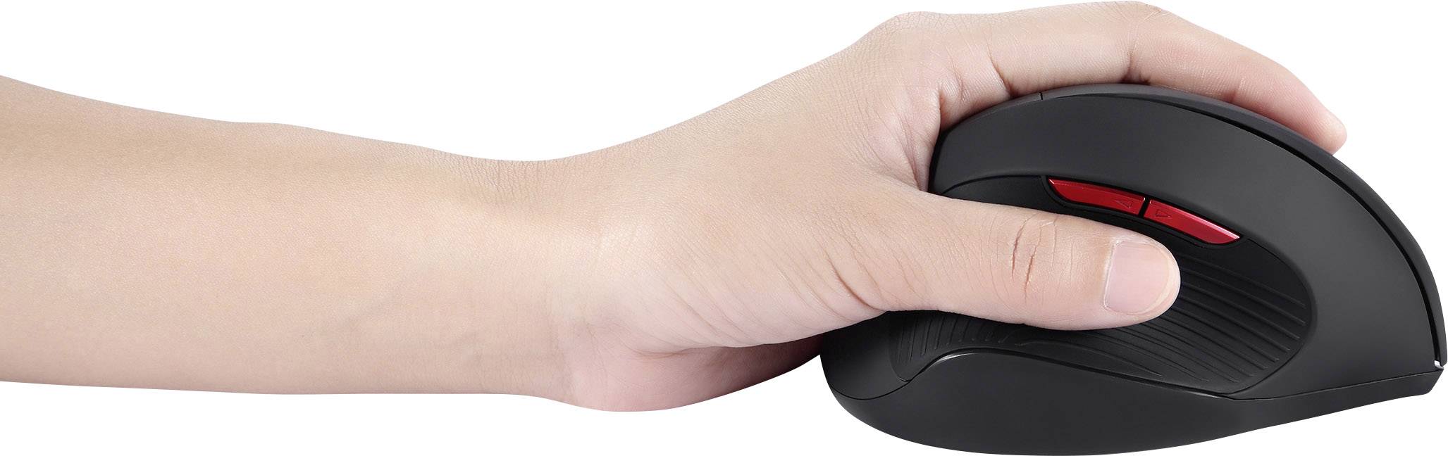 Perixx Perimice-718 Ergonomische Maus PS2 Optisch Schwarz, Rot 6 Tasten 1600 dpi Ergonomisch