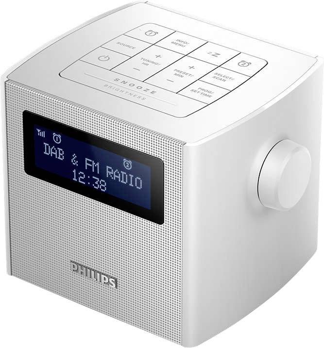 Philips AJB4300W Radiowecker DAB+, UKW USB  Akku-Ladefunktion Weiß