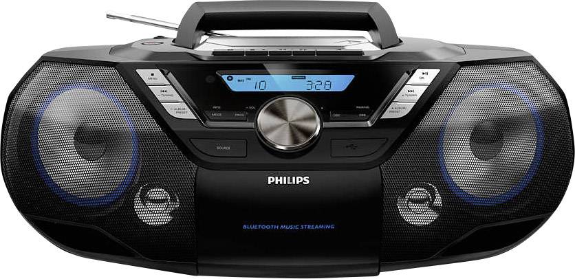 Philips AZB798T CD-Radio DAB+, UKW Bluetooth®, CD, Kassette, USB Schwarz
