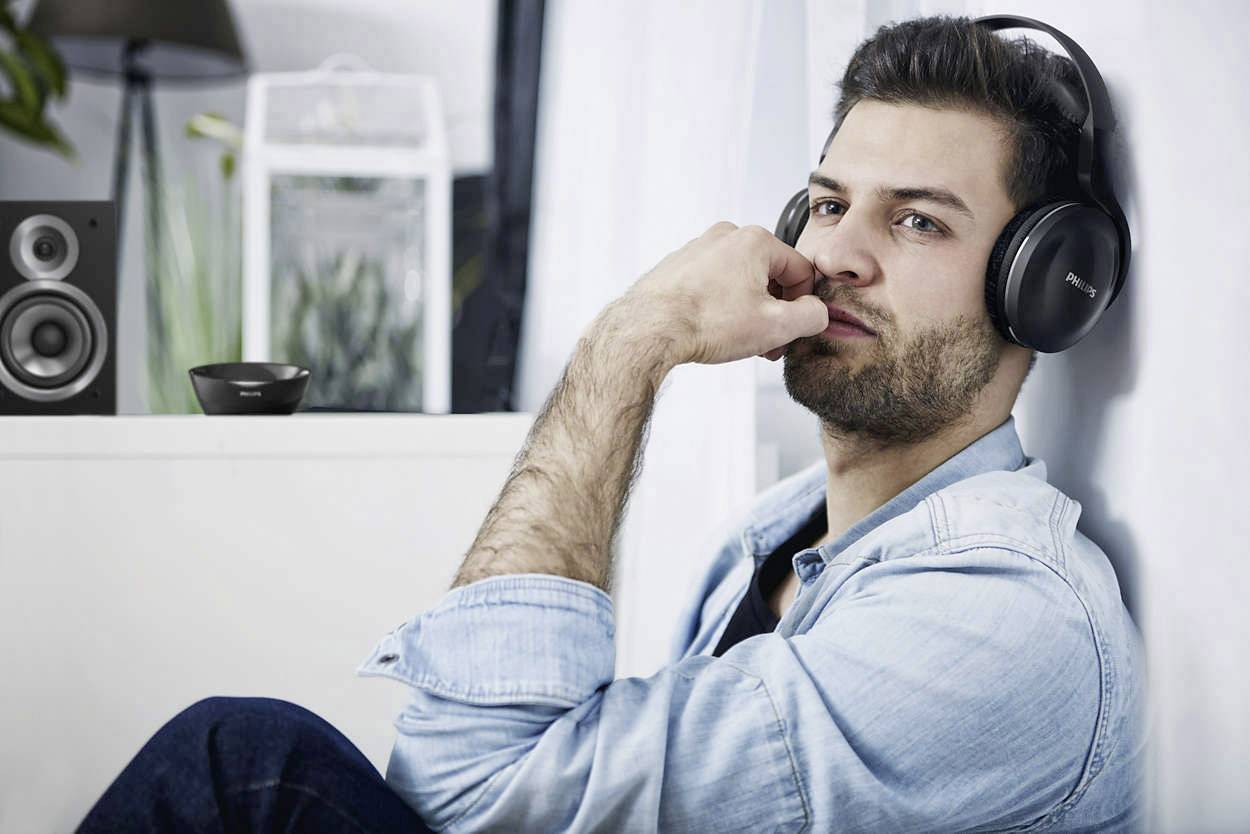 Philips SHD8850 TV Over Ear Kopfhörer Funk Schwarz Batterieladeanzeige