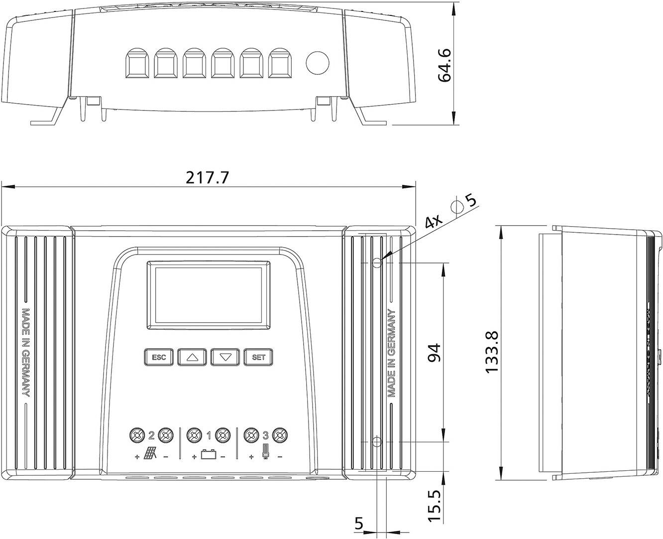 Steca Tarom 4545-12/24 Laderegler PWM 12 V, 24V 45A