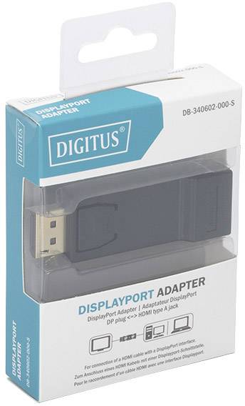 Digitus DB-340602-000-S DisplayPort / HDMI Adapter [1x DisplayPort Stecker - 1x HDMI-Buchse] Schwarz doppelt geschirmt