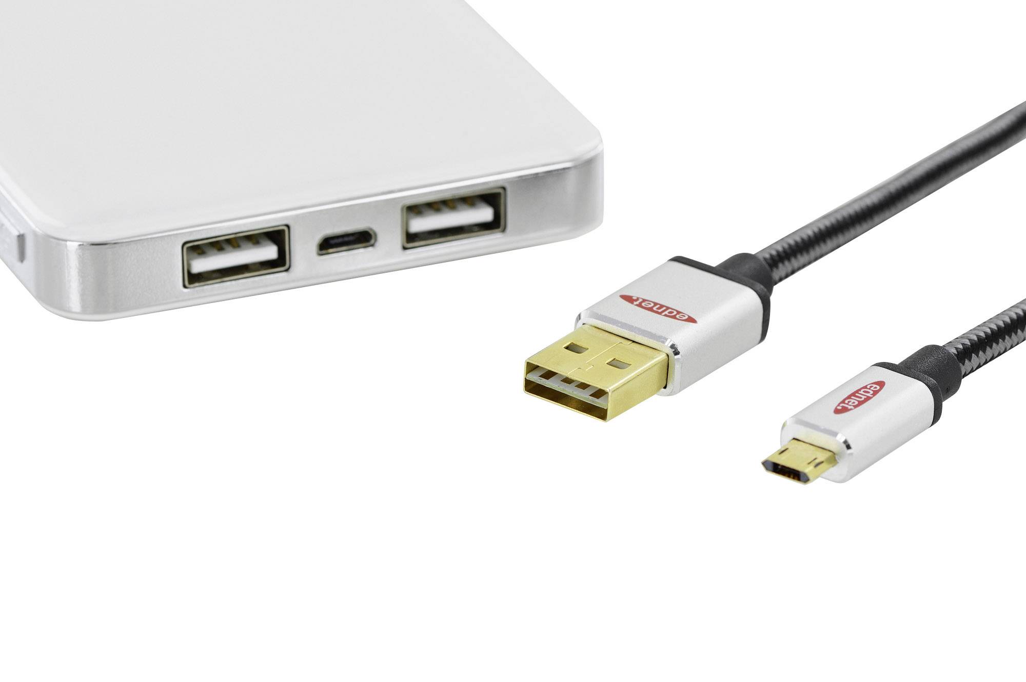 ednet USB-Kabel 1.80 m Schwarz Rund, beidseitig verwendbarer Stecker, doppelt geschirmt 84152