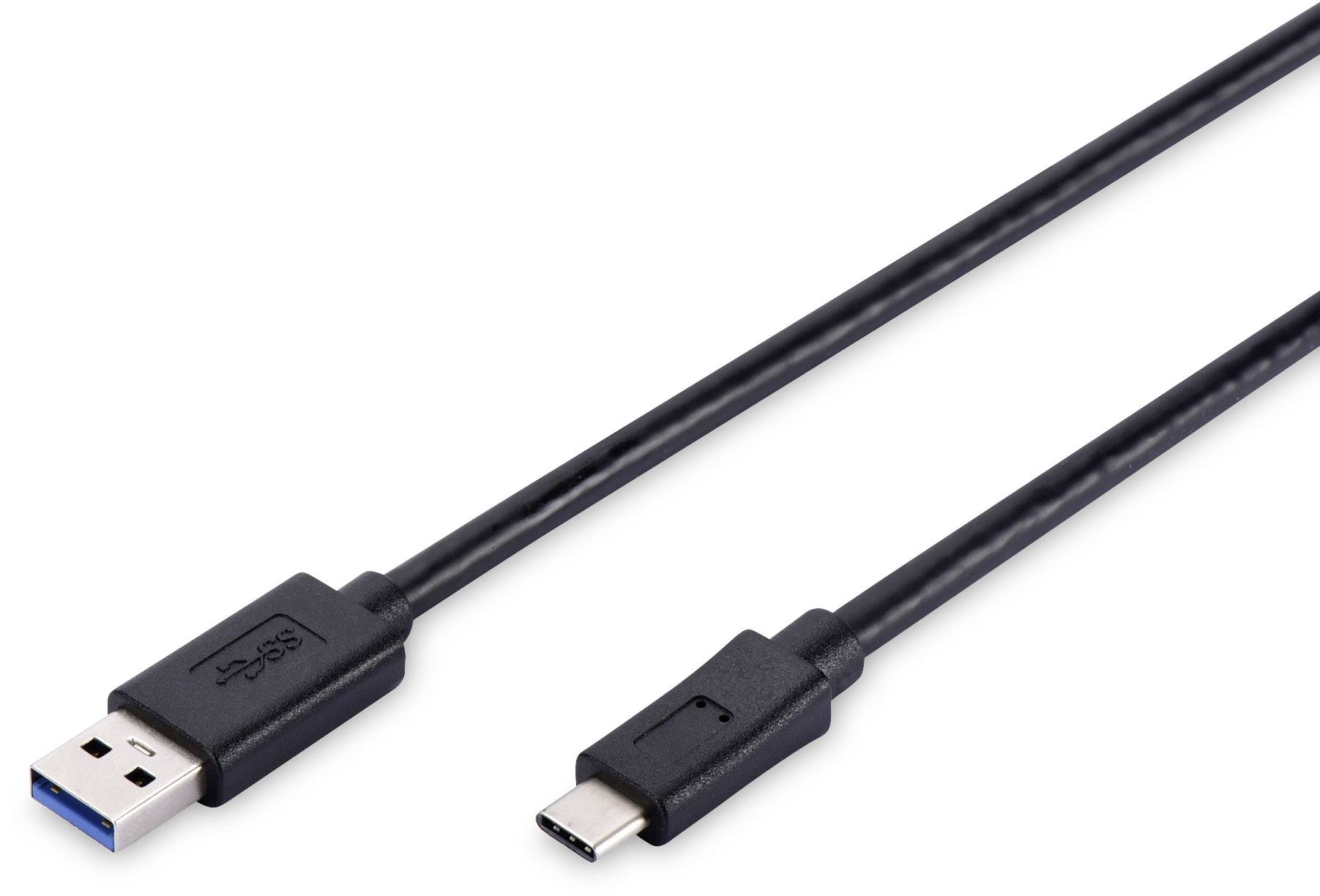 USB-Kabel mit USB-C-Stecker auf der einen Seite und USB-A-Stecker auf der anderen Seite. Geeignet für Lade- und Datenübertragung.