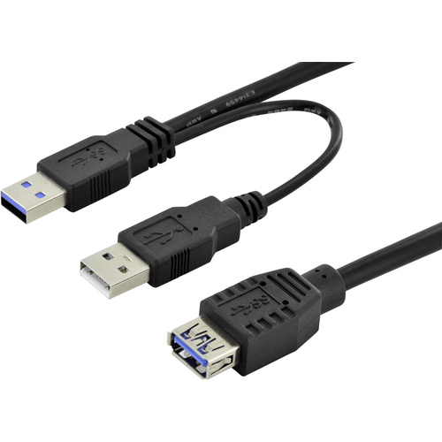Ansmann USB-Kabel USB 3.2 Gen1 (USB 3.0 / USB 3.1 Gen1) USB-A Stecker, USB-A Buchse 30.00cm Schwarz Rund, doppelt geschirmt