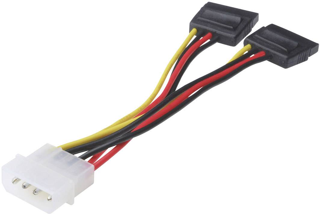 Digitus Computer, Festplatten, Laufwerk, Strom Kabel [1x IDE-Strom-Stecker 4pol. - 2x SATA-Strom-Buchse 15pol.] 0.20m Gelb, Rot