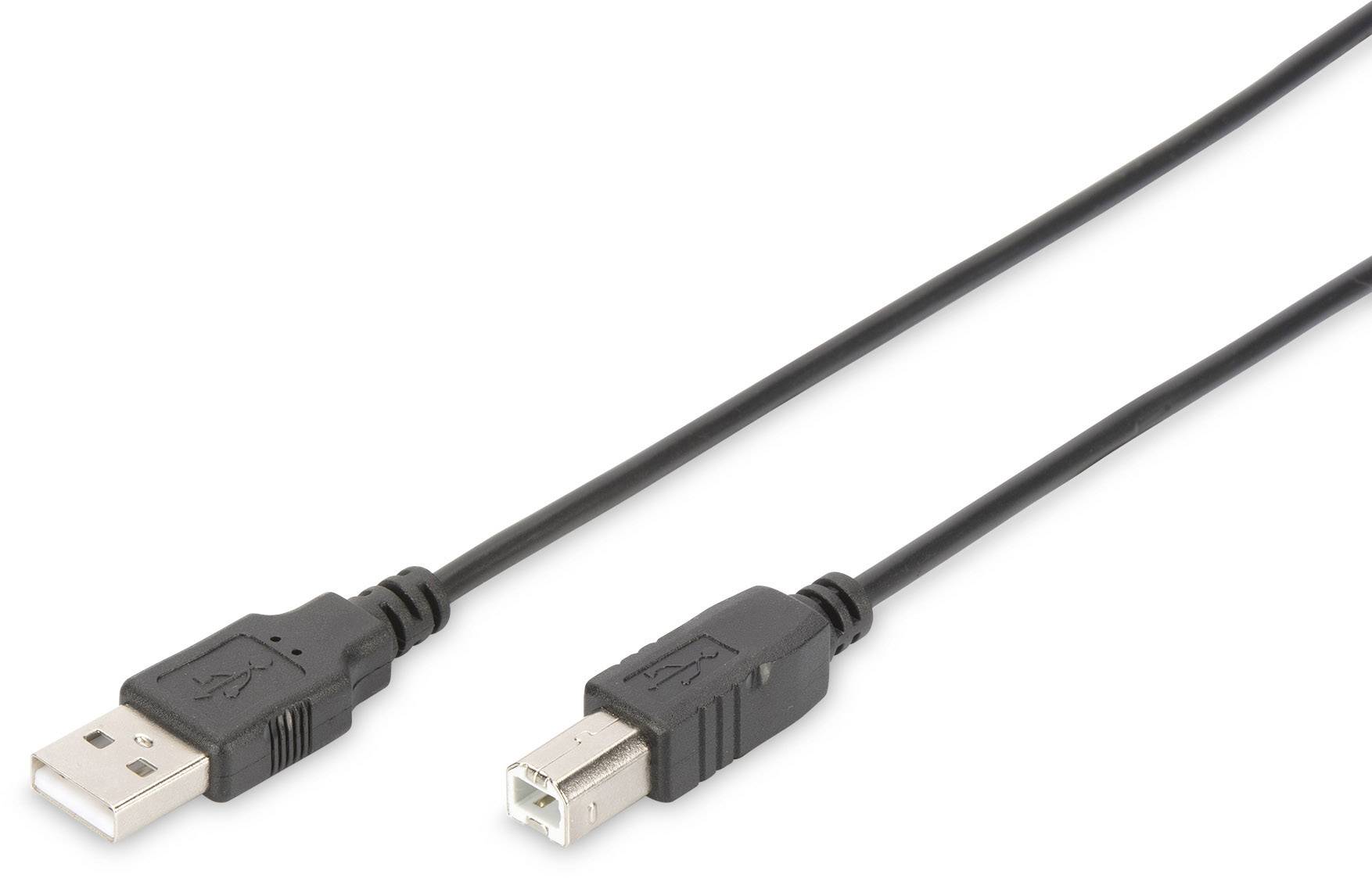 Digitus USB-Kabel USB 2.0 USB-A Stecker, USB-B Stecker 1.80 m Schwarz Rund, doppelt geschirmt DB-300102-018-S