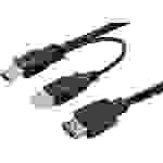 Digitus USB-Kabel USB 3.2 Gen1 (USB 3.0 / USB 3.1 Gen1) USB-A Stecker, USB-A Buchse 0.30m Schwarz Rund, doppelt geschirmt