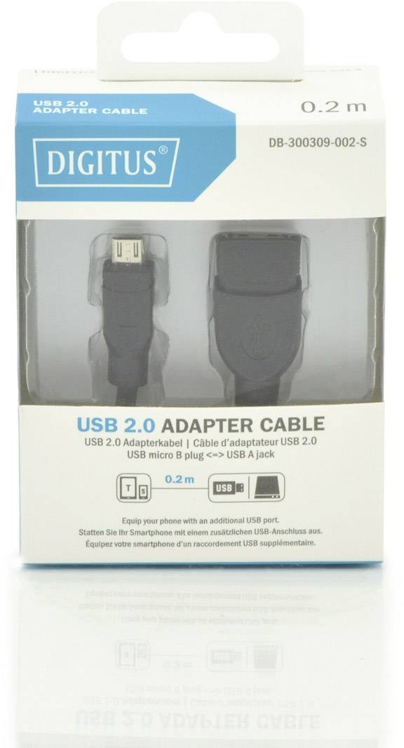 Digitus USB 2.0 Adapterkabel [1x USB 2.0 Stecker Micro-B - 1x USB 2.0 Buchse A] DB-300309-002-S 20.