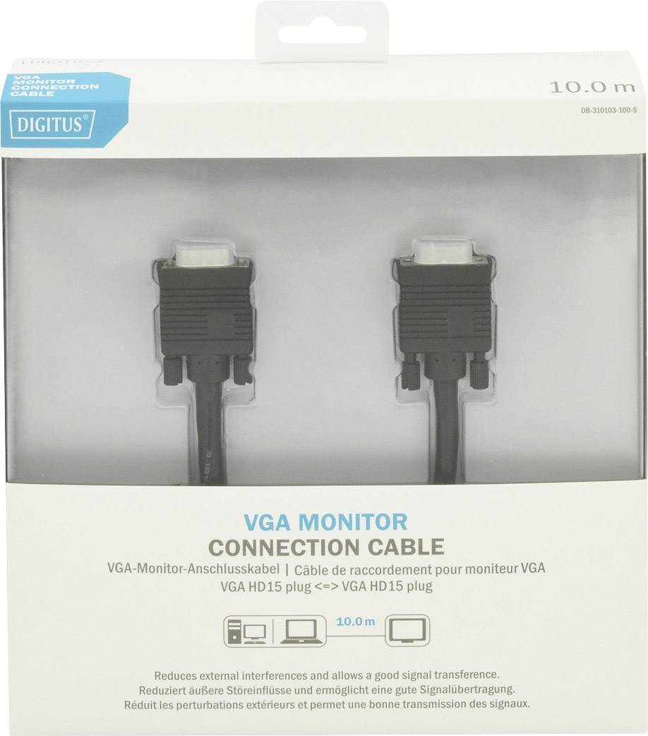 DIGITUS VGA Monitor-Anschlusskabel, HD15 - HD15, 10,0 m (11006566)