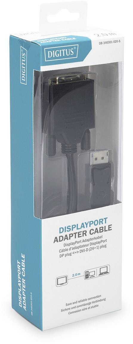 Eine Verpackung für ein DisplayPort Adapter Kabel mit einem Bild des Kabels. Auf der Verpackung steht: 'DisplayPort Adapter Cable'.