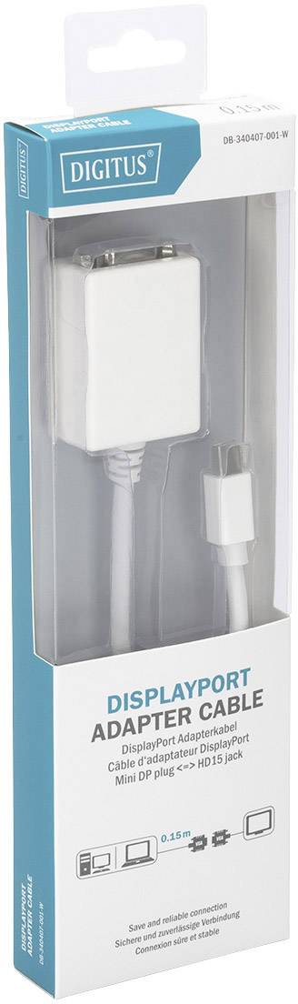 DIGITUS DisplayPortKabel miniDP -> HD15 St/Bu 0.15m 1.1a