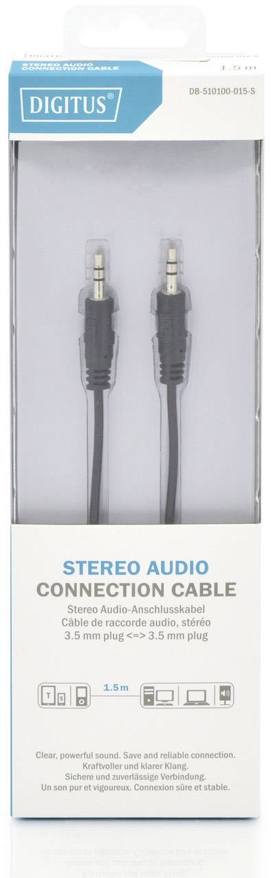Digitus DB-510100-015-S Klinke Audio Anschlusskabel [1x Klinkenstecker 3.5mm - 1x Klinkenstecker 3.5 mm] 1.50m Schwarz