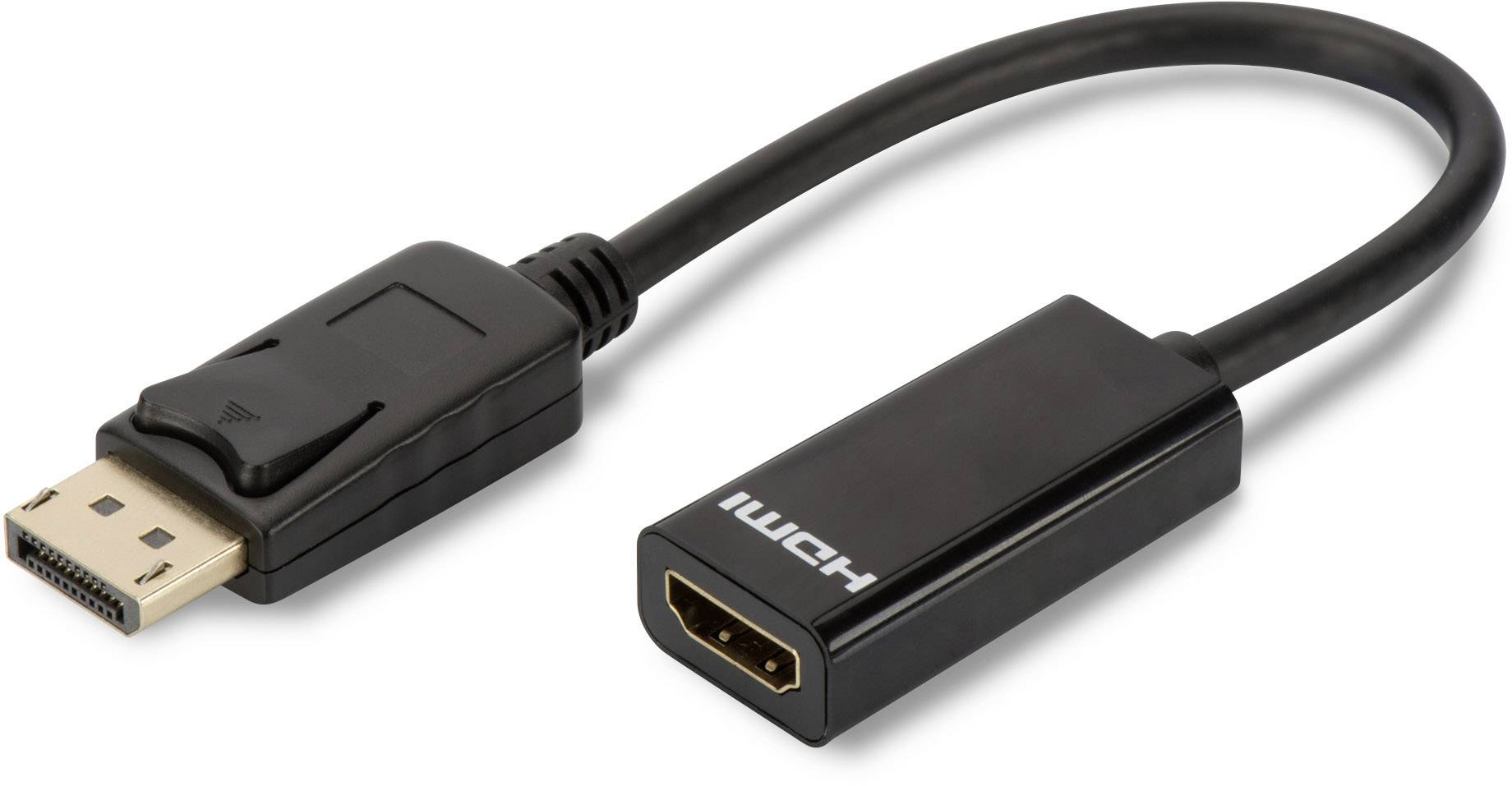 Digitus DisplayPort / HDMI Adapter [1x DisplayPort Stecker - 1x HDMI-Buchse] Schwarz Rund, doppelt