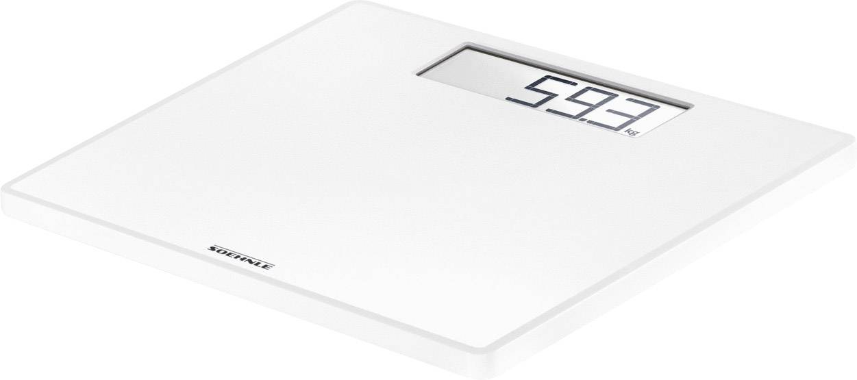 Soehnle Sense Safe 100, Elektronische Personenwaage, 180 kg, 100 g, Weiß, kg, lb, ST, Quadratisch