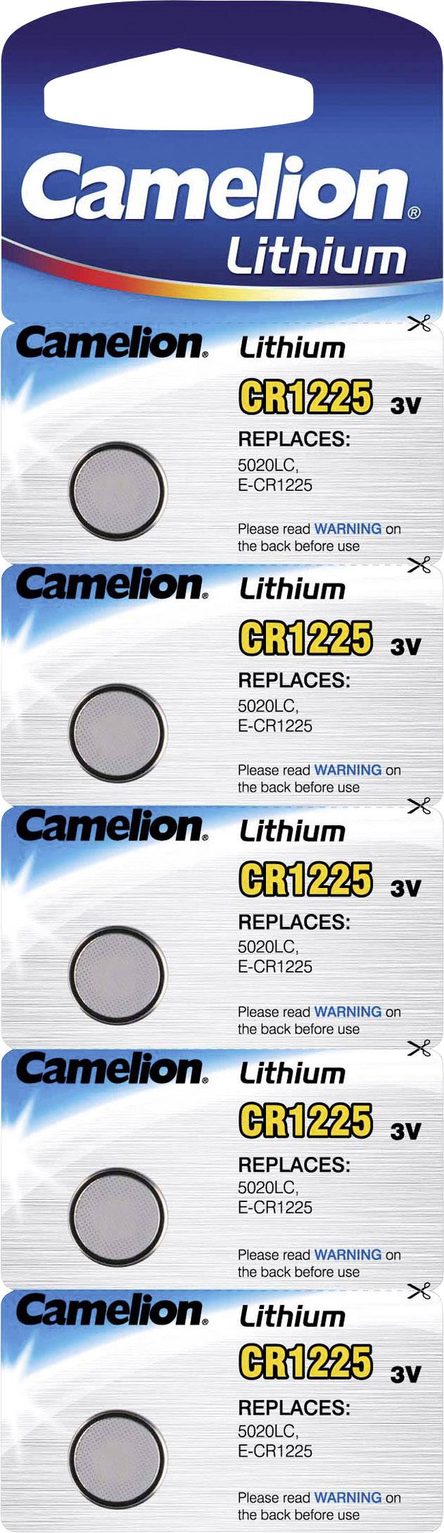 Camelion Knopfzelle CR 1225 3 V 5 St. 50 mAh Lithium CR1225
