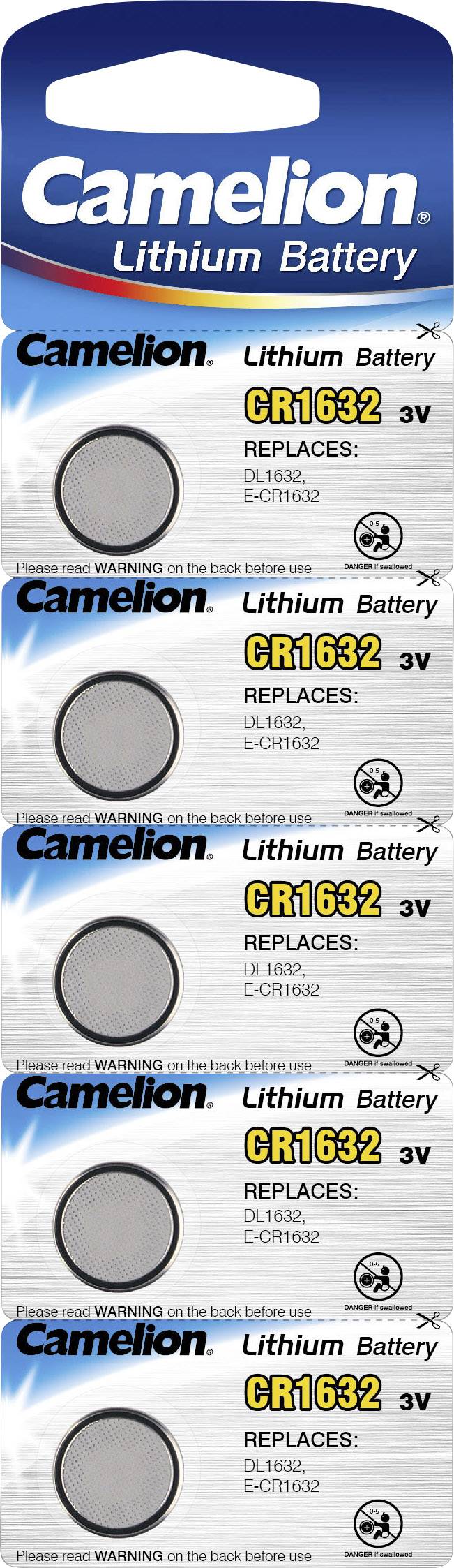 Camelion CR1632 Knopfzelle CR 1632 Lithium 120 mAh 3 V 5 St.