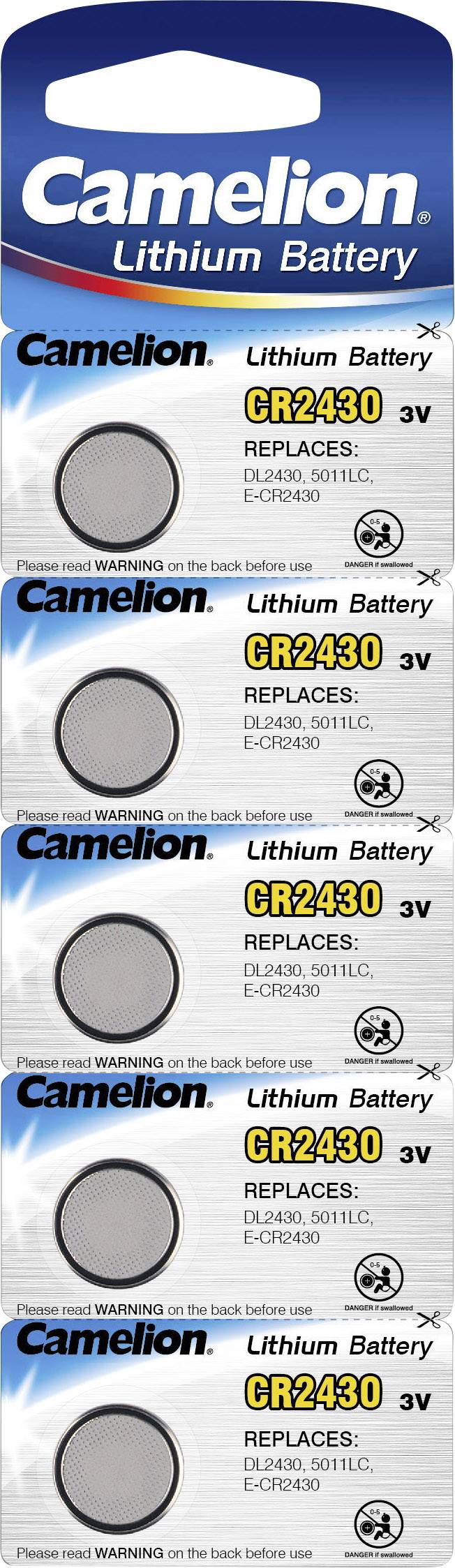 Camelion Knopfzelle CR2430 3 V 5 St. 270 mAh Lithium CR2430