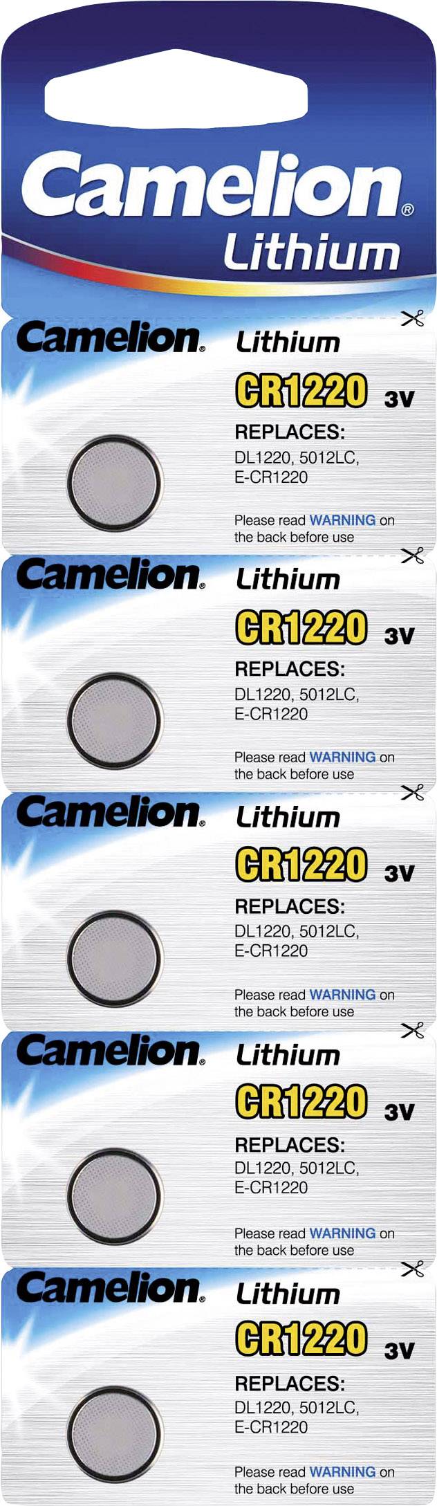 Camelion Knopfzelle CR1220 3 V 5 St. 38 mAh Lithium CR1220